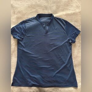Nike Women’s Navy and White Striped Polo Shirt- XL